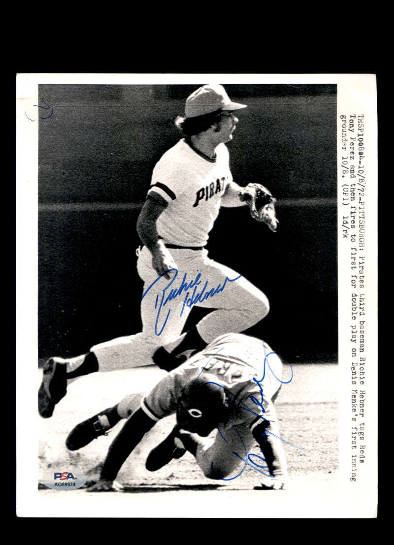 Richie Hebner Tony Perez PSA DNA Signed 8x10 Photo Autograph