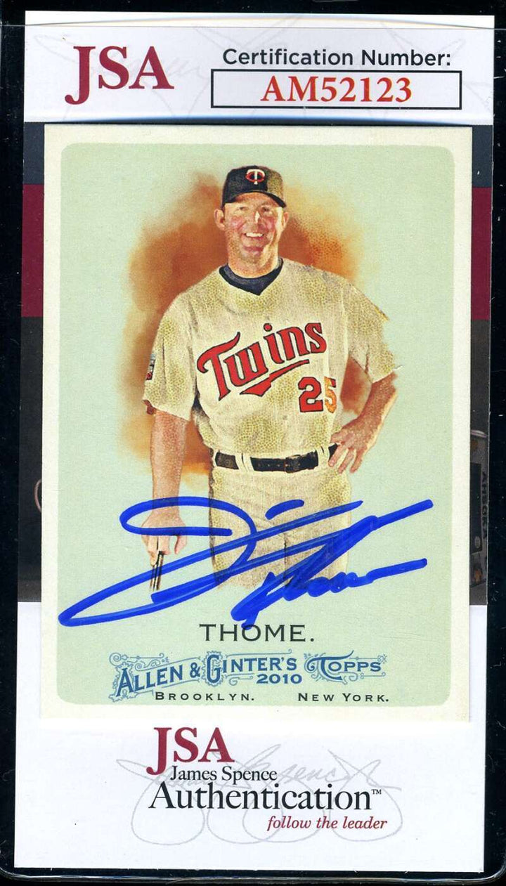 Jim Thome JSA Coa Signed 2010 Topps Allen and Ginter Autograph