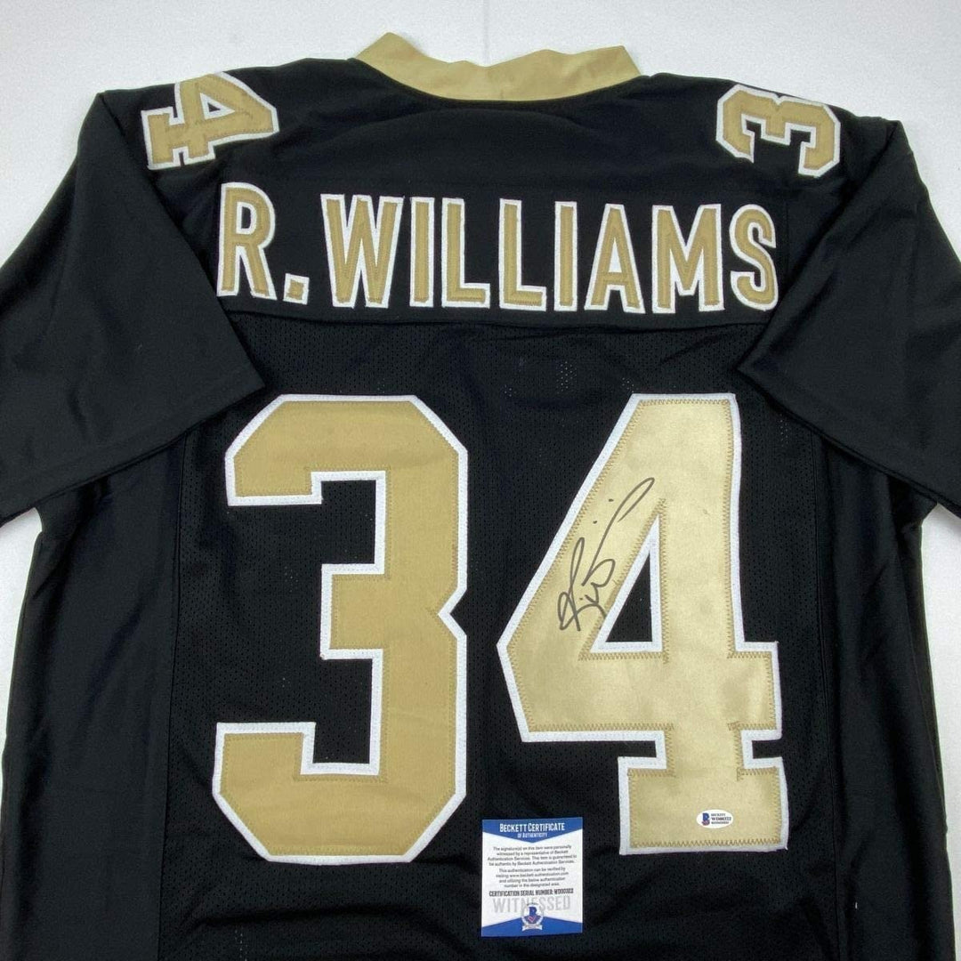 Autographed/Signed RICKY WILLIAMS New Orleans Black Jersey Beckett COA Auto