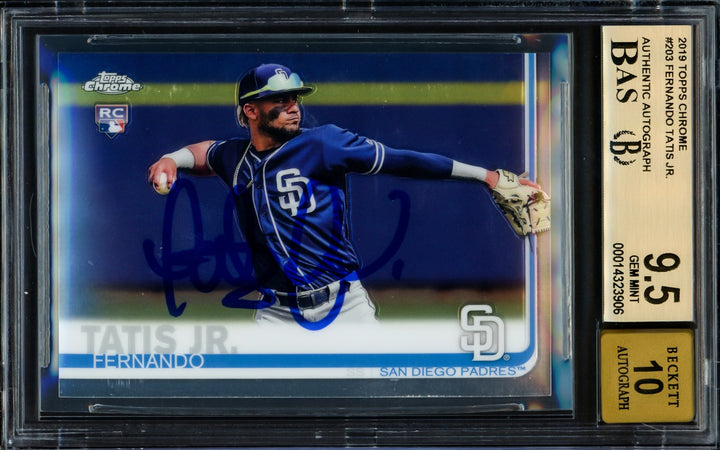 Fernando Tatis Jr. Signed 2019 Topps Chrome RC 203 Padres BGS 9.5 Sig 10 Beckett