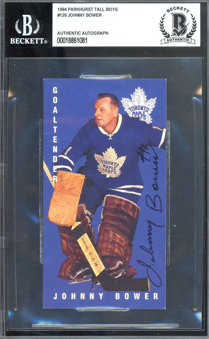 Johnny Bower Beckett BAS Signed 1994 Parkhurst Tall Boys Autograph
