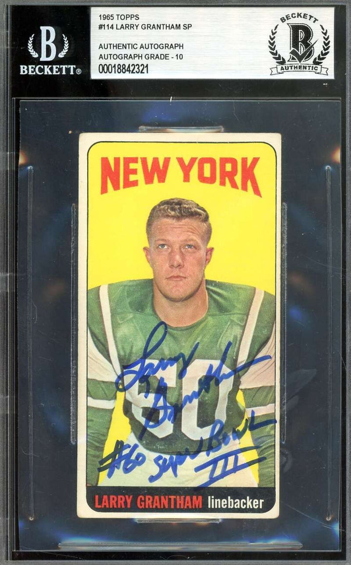 Larry Grantham Gem Mint 10 Beckett BAS Signed 1965 Topps SP Autograph