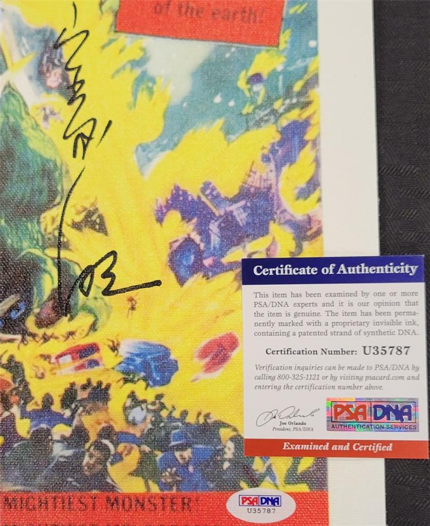 Akira Takarada signed Godzilla 11x17 Canvas Photo Autograph ~ PSA/DNA COA