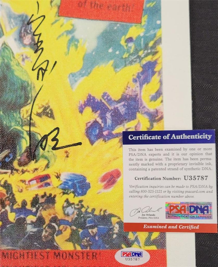Akira Takarada signed Godzilla 11x17 Canvas Photo Autograph ~ PSA/DNA COA