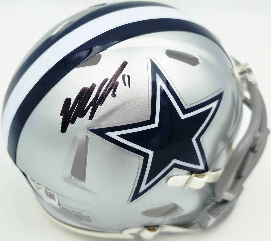 Micah Parson Signed Dallas Cowboys Silver Speed Mini Helmet Fanatics Holo