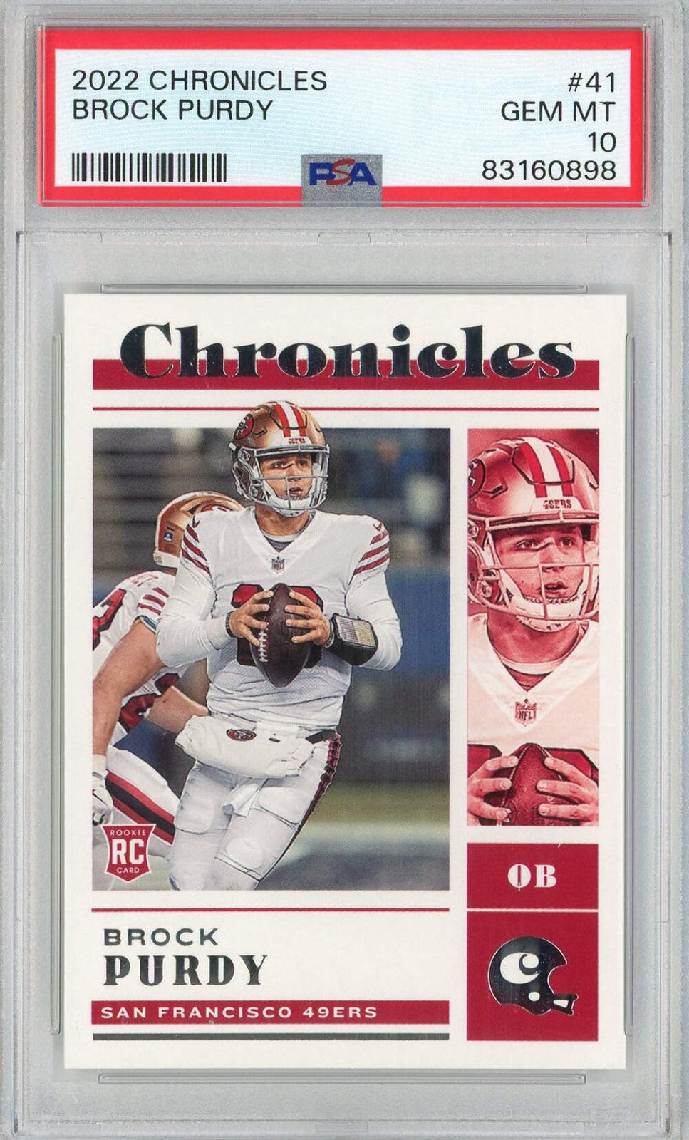 Graded 2022 Panini Chronicles Brock Purdy #41 Rookie RC Football Card PSA 10 Gem