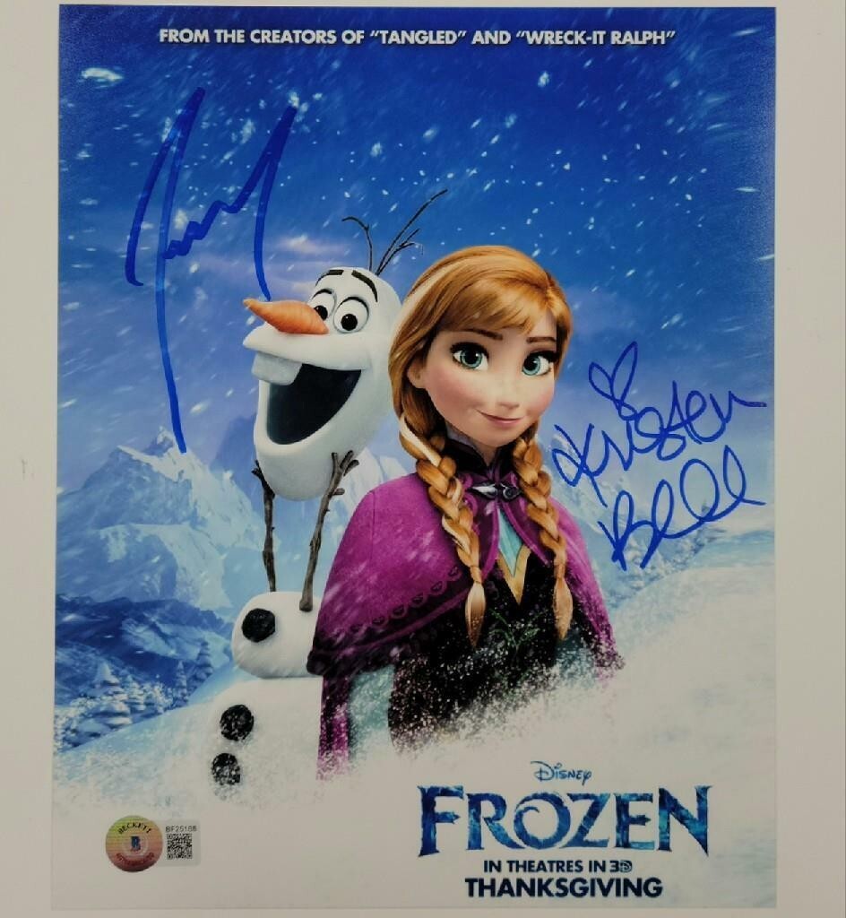 Kristen Bell + Josh Gad signed Disney Frozen Anna/Olaf 8x10 Photo ~ BAS Holo