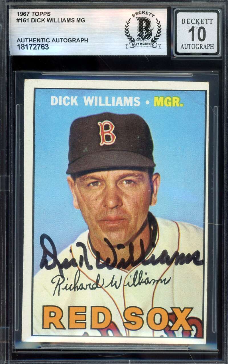 Dick Williams Gem Mint 10 Beckett BAS Signed 1967 Topps Autograph