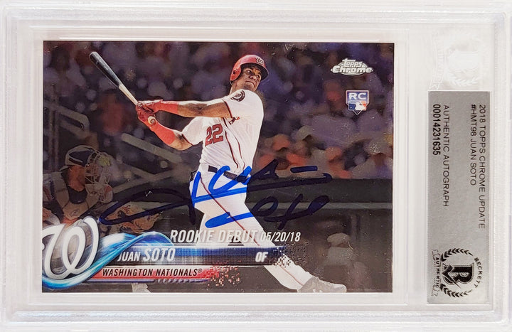 Juan Soto Signed 2018 Topps Chrome Update RC HMT98 Mets Beckett #14231635