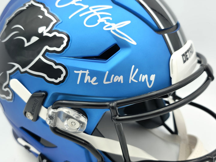 Barry Sanders Auto Lions Blue Full Size SpeedFlex Authentic Helmet "Lion King"