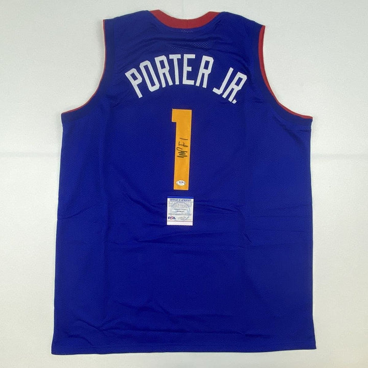 Autographed/Signed MICHAEL PORTER JR Denver Royal Blue Jersey PSA COA Auto