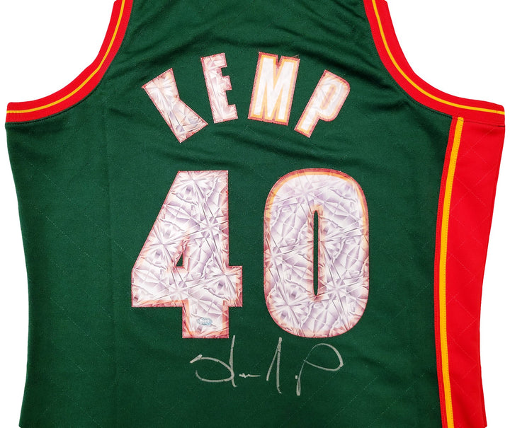 Sonics Shawn Kemp Auto Green Auth Mitchell Ness HWC Swingman Jersey NBA Top 75 L