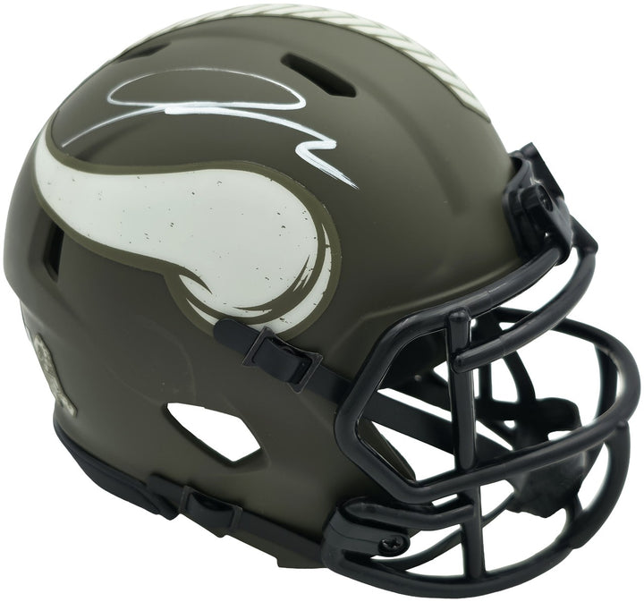 Jordan Addison Auto Vikings Army Salute To Service Speed Mini Helmet Beckett