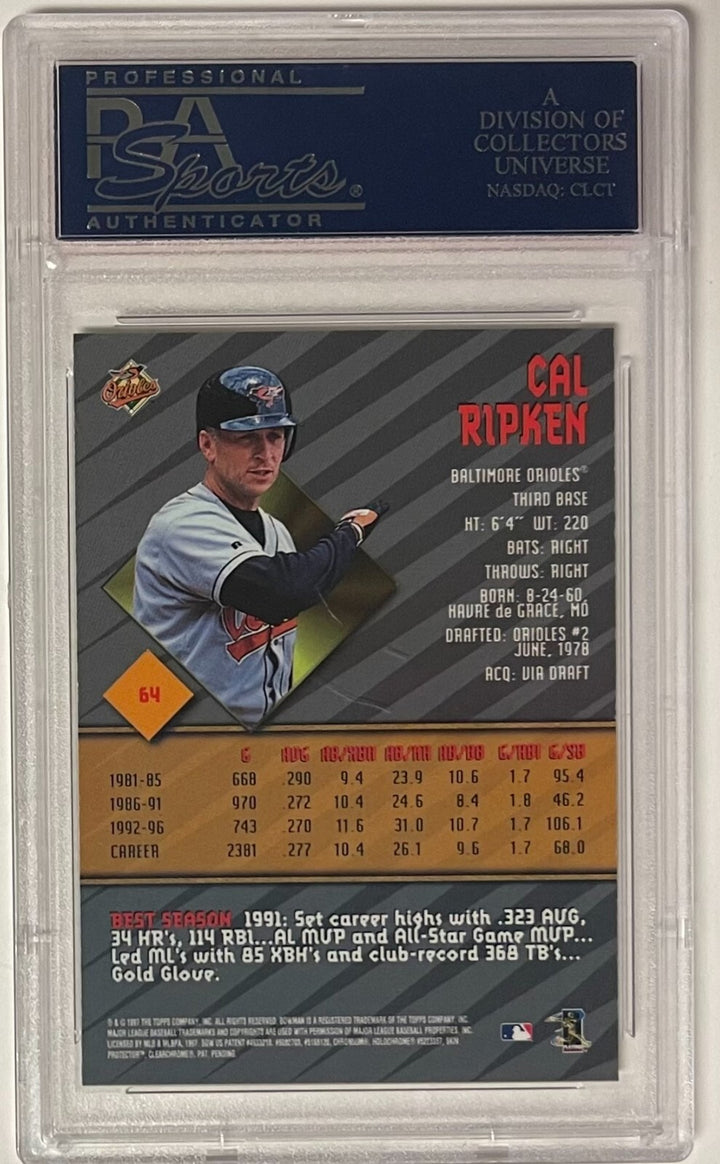 Cal Ripken, Jr. 1997 Bowman's Best Card #64- PSA Graded 10 Gem Mint