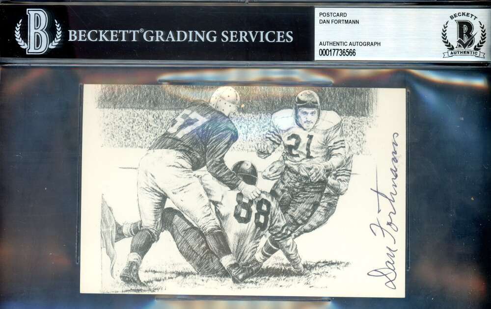 Dan Fortmann Beckett BAS Signed Postcard HOF Card Autograph