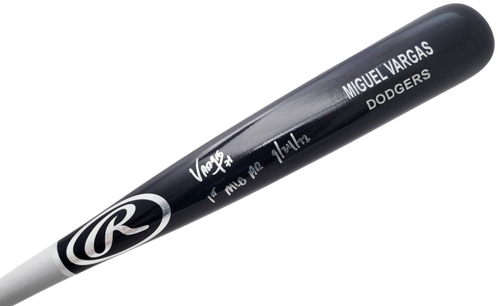 Miguel Vargas Auto Black Rawlings Game Model Bat Dodgers 1st MLB HR BAS