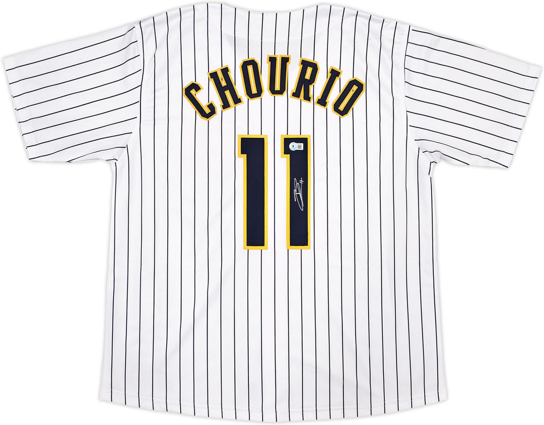 Milwaukee Brewers Jackson Chourio Signed White Jersey Beckett