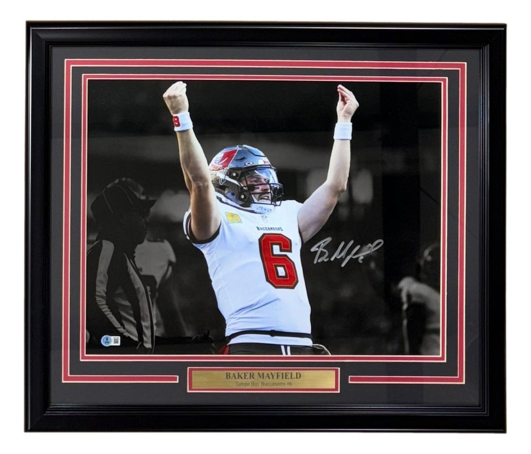 Baker Mayfield Signed Framed 16x20 Buccaneers Spotlight Money Photo BAS