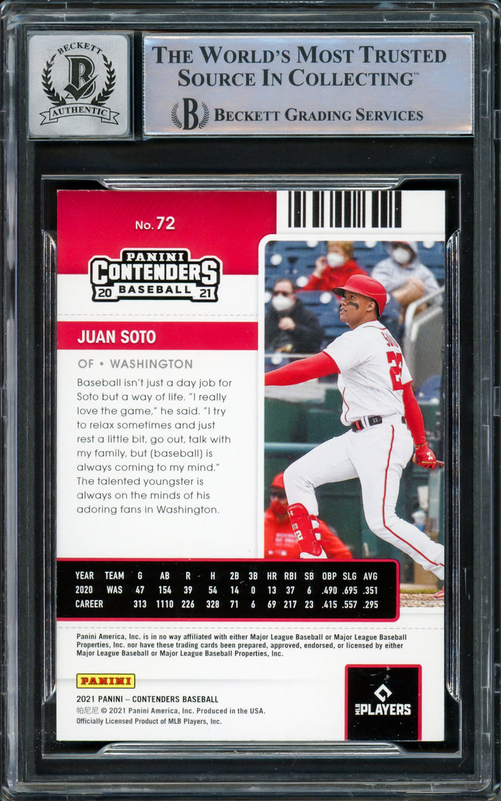 Juan Soto Autographed 2021 Panini Contenders Card Yankees Gem 10 Auto Beckett C
