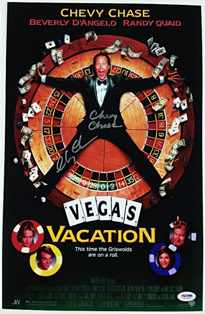 CHEVY CHASE Signed Vegas Vacation 11x17 Photo *FULL NAME AUTO* ~ PSA/DNA COA