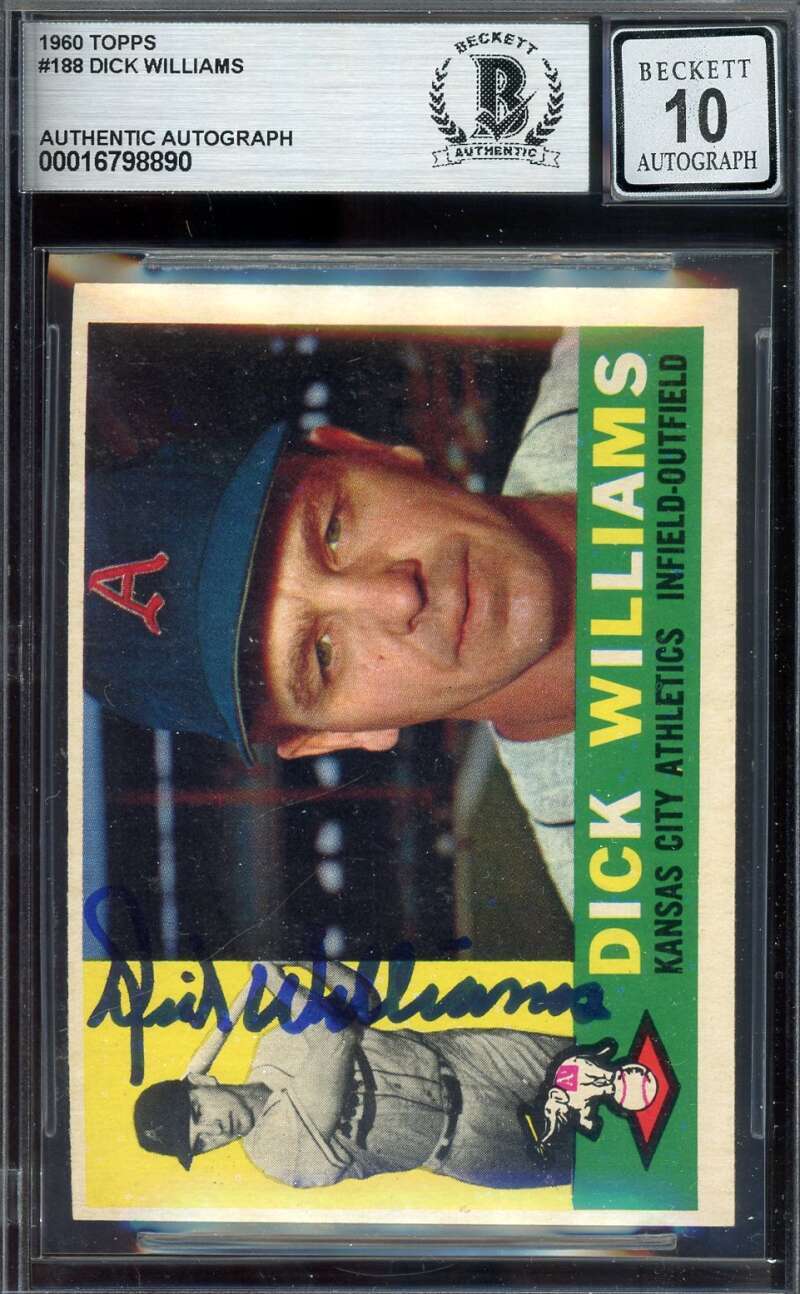 Dick Williams Gem Mint 10 Beckett BAS Signed 1960 Topps Autograph