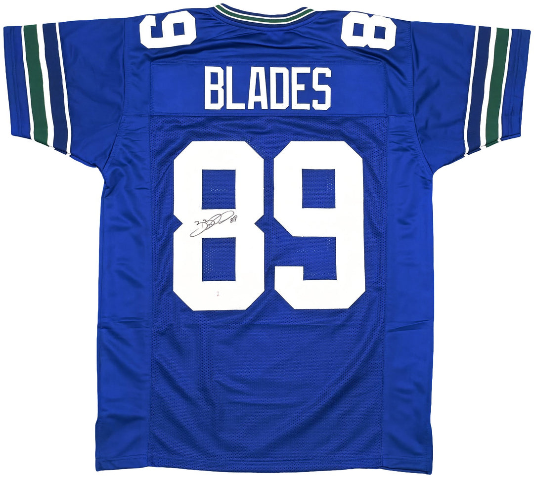 Seattle Seahawks Brian Blades Signed Throwback Blue Jersey MCS Holo