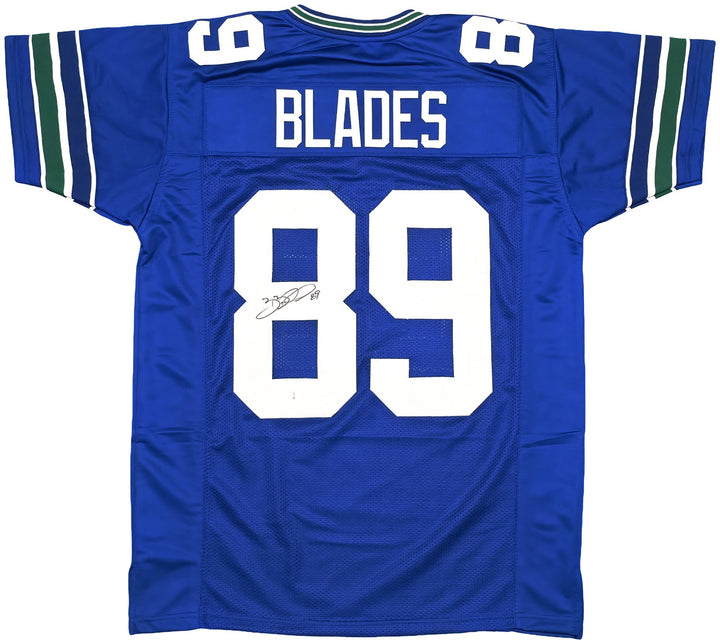 Seattle Seahawks Brian Blades Signed Throwback Blue Jersey MCS Holo