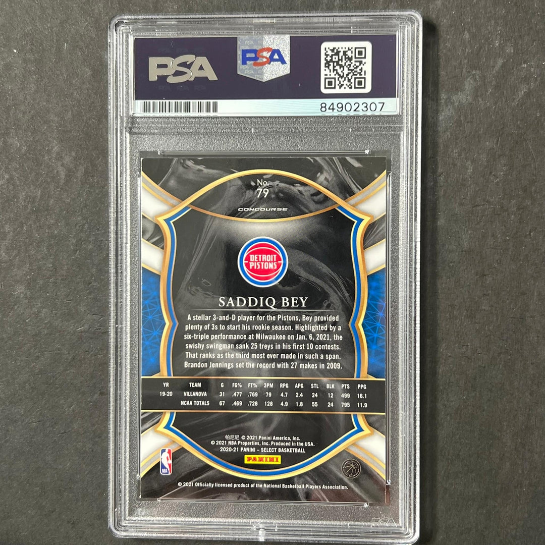 2020-21 Panini Select #79 Saddiq Bey Signed Card AUTO PSA Slabbed RC Pistons