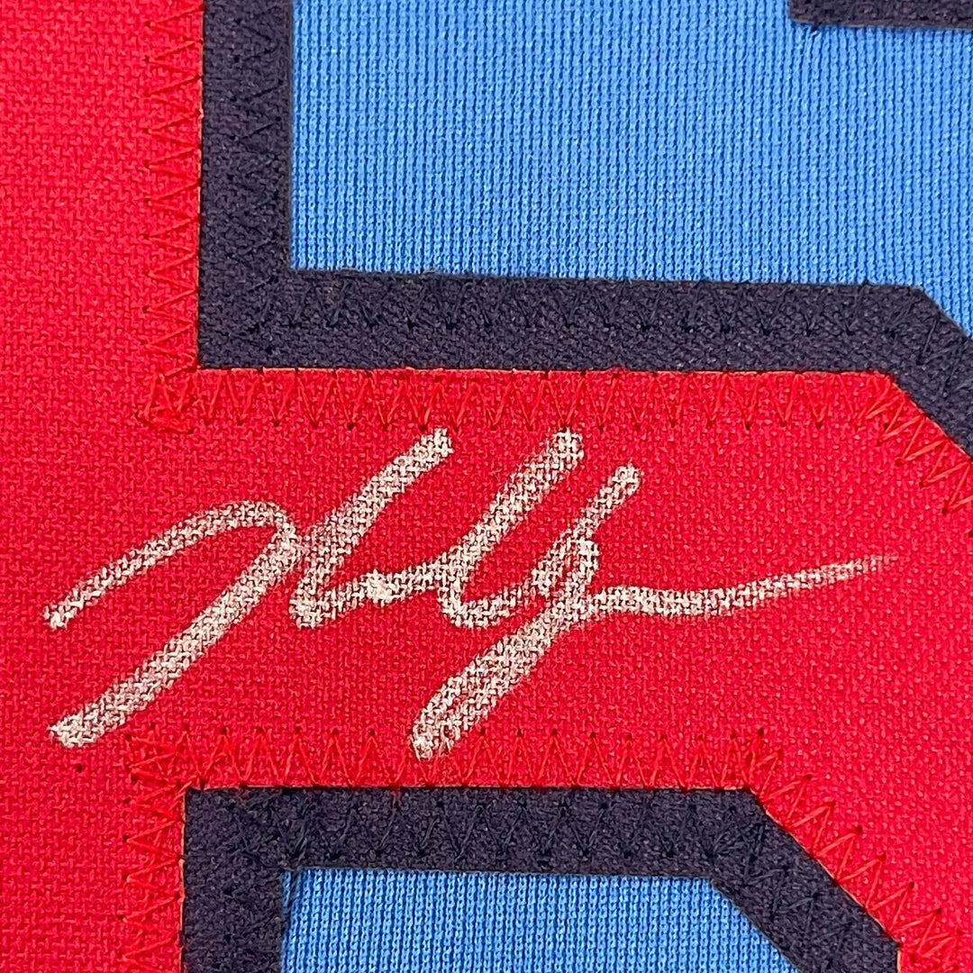 Framed Autographed/Signed Nolan Gorman 33x42 St. Louis Blue Jersey JSA COA