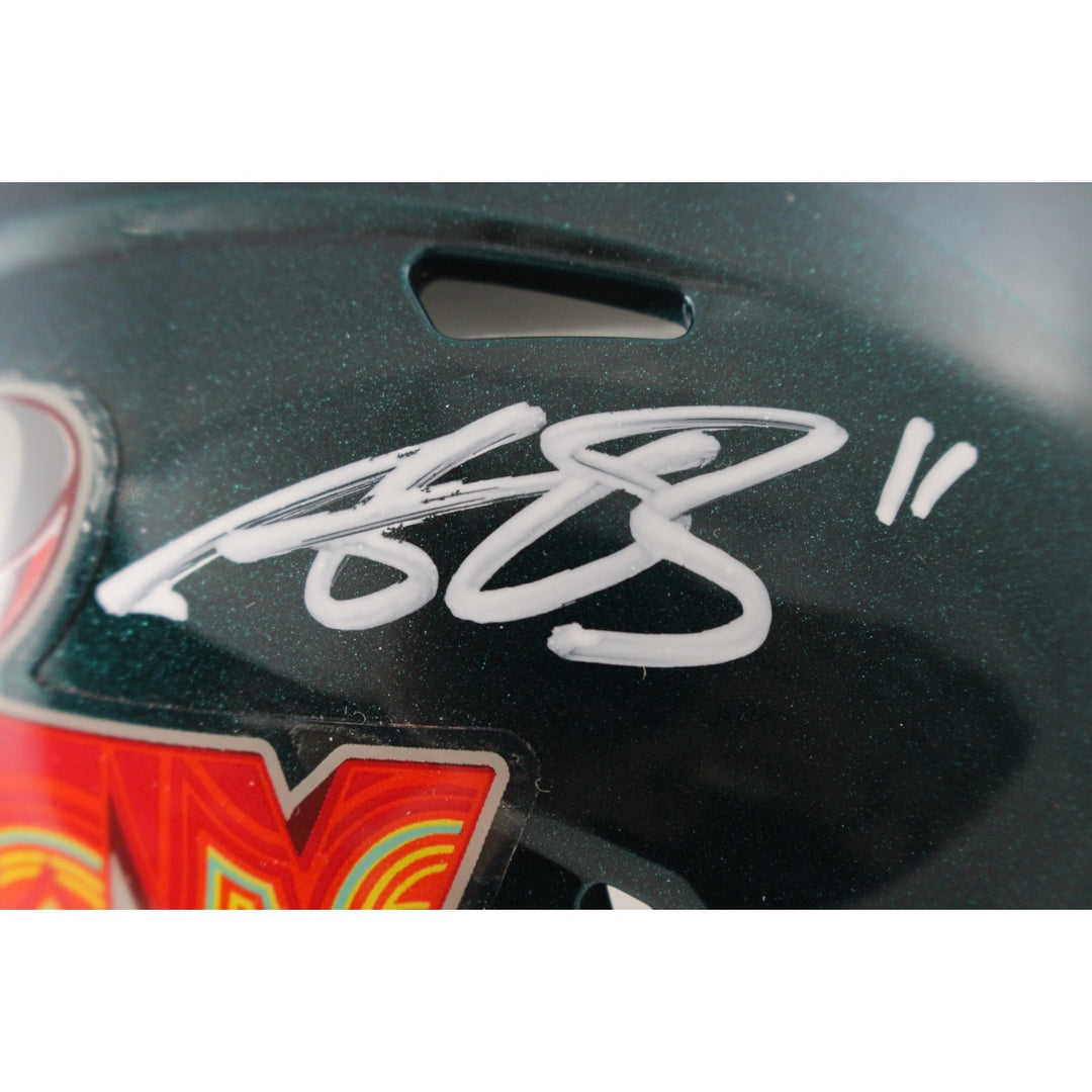 AJ Brown Autographed/Signed Philadelphia Eagles SB LIX Mini Helmet Beckett 50201