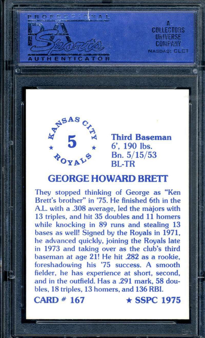 George Brett PSA Mint 9 1975 SSPC Rookie