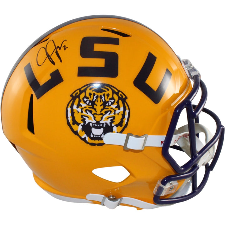 Justin Jefferson Autographed LSU Tigers F/S Yellow Helmet Beckett Witness 57900