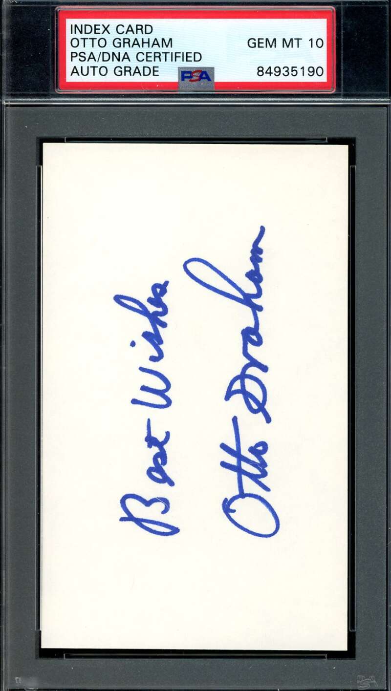 Otto Graham Gem Mint 10 PSA DNA Signed 6 3x5 Index Card Autograph