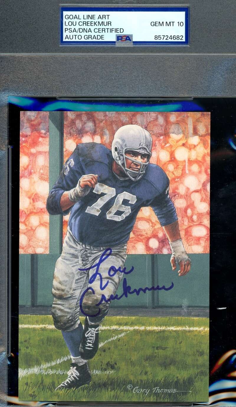Lou Creekmur Gem Mint 10 PSA DNA Signed Goal Line Art Card GLAC Autograph