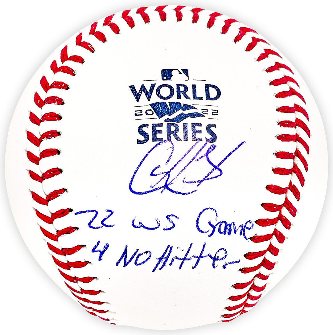 Cristian Javier Signed 2022 WS Logo MLB Baseball Astros Beckett Wit