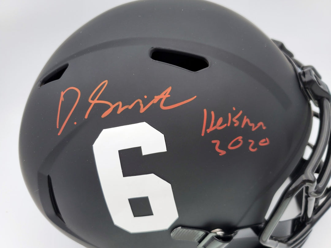 Devonta Smith Auto Alabama Tide Eclipse Black Full Size Rep Helmet Heisman BAS