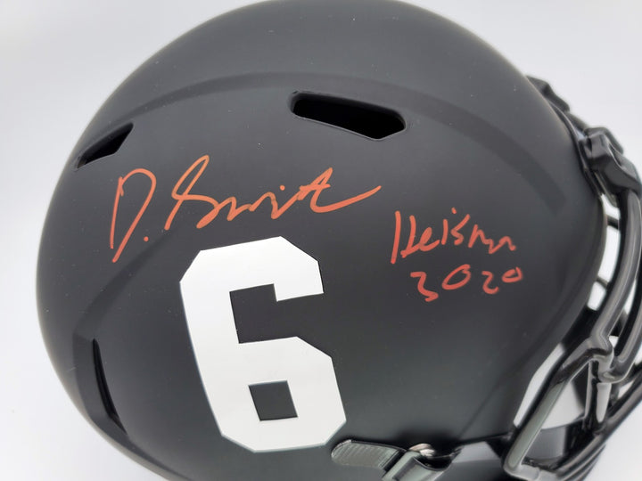 Devonta Smith Auto Alabama Tide Eclipse Black Full Size Rep Helmet Heisman BAS