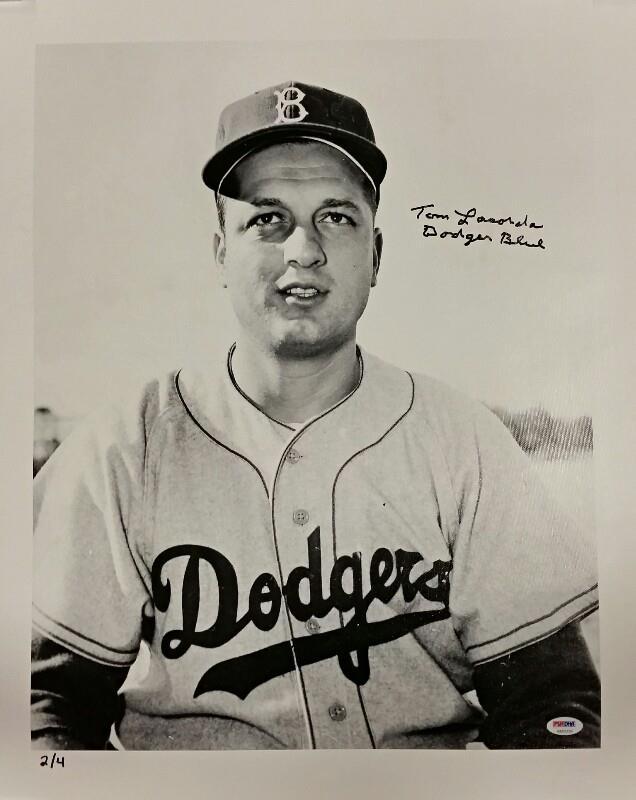 Tommy Lasorda signed "Dodger Blue" inscription 16x20 Canvas Photo # /4 PSA COA
