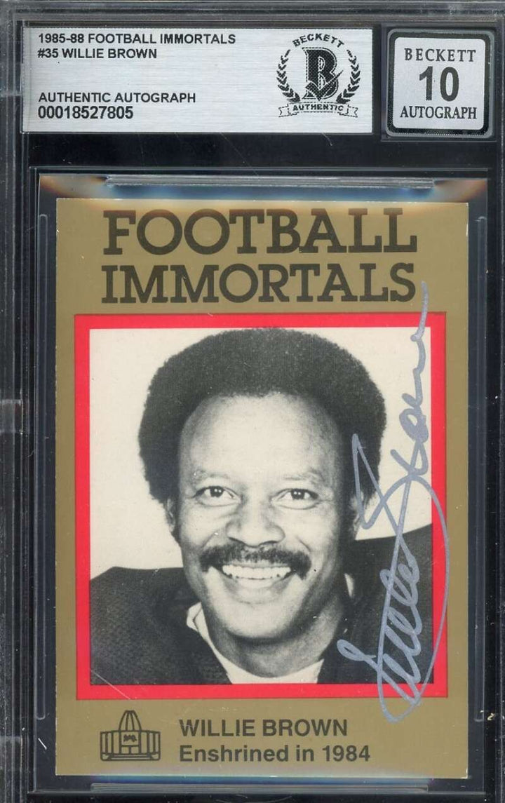 Willie Brown Gem Mint 10 Beckett BAS Signed 1985-88 Football Immortals Autograph