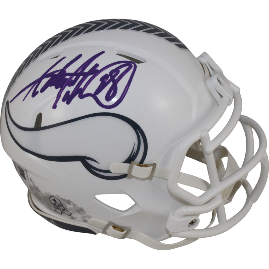 Adrian Peterson Autographed Minnesota Vikings 24 STS Mini Helmet Beckett 50835