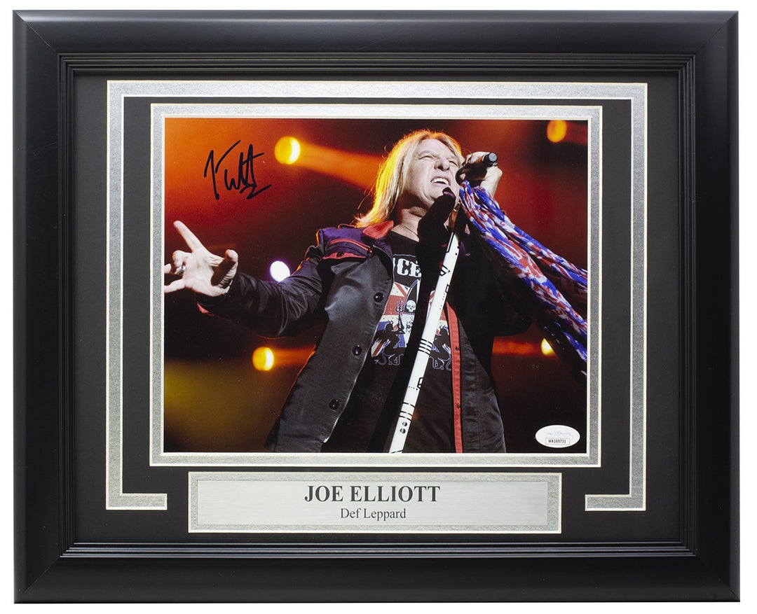 Joe Elliott Signed Framed 8x10 Def Leppard Photo JSA ITP