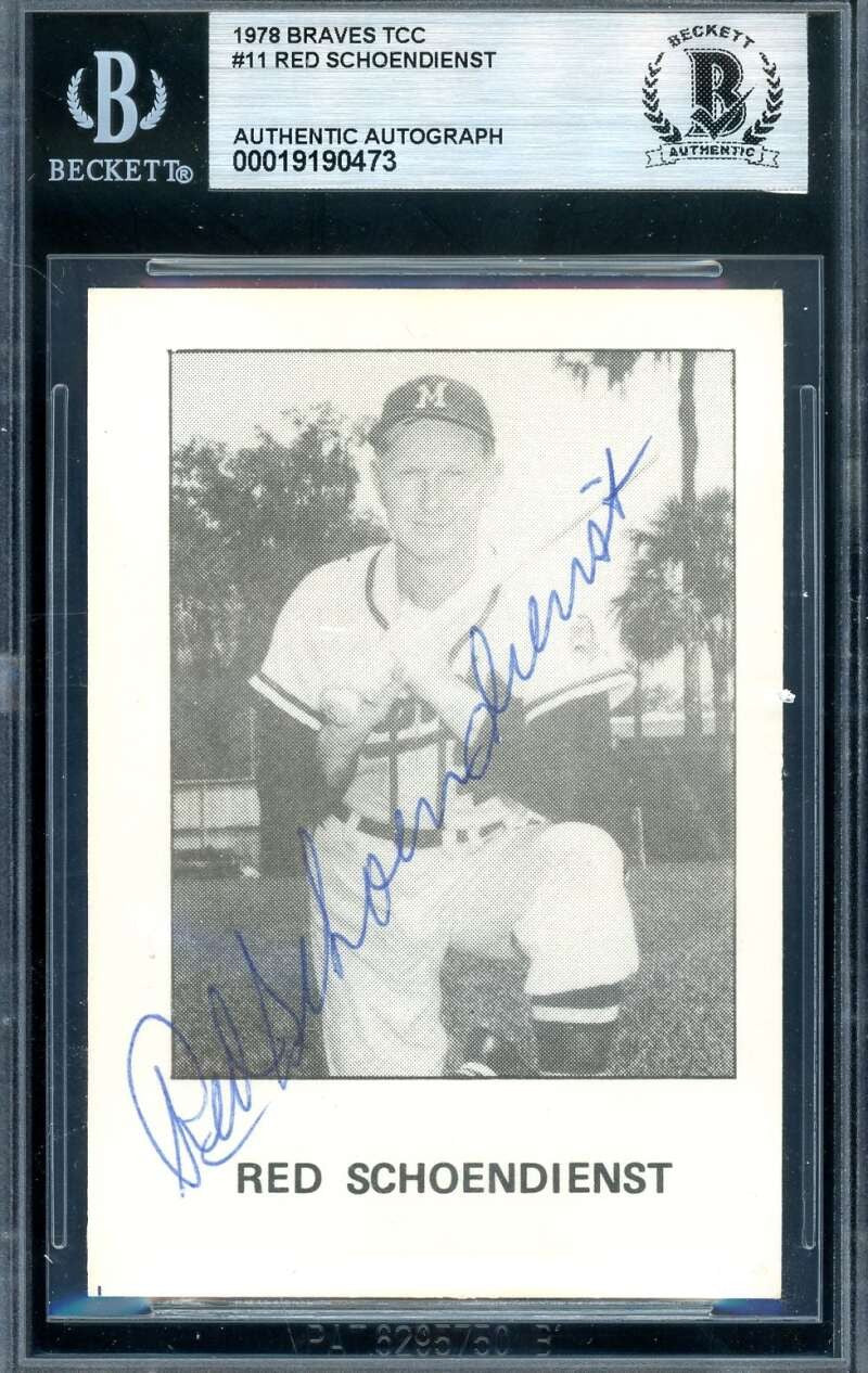 Red Schoendienst Beckett BAS Signed 1978 Braves TCC Autograph