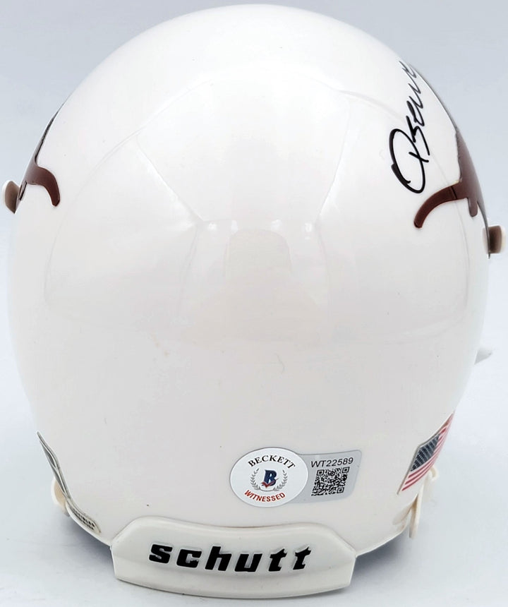 Quinn Ewers Autographed Signed Texas Longhorns White Schutt Mini Helmet Beckett