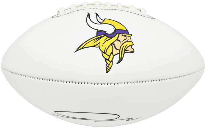 Jordan Addison Signed Minnesota Vikings White Logo Football Beckett BAS QR