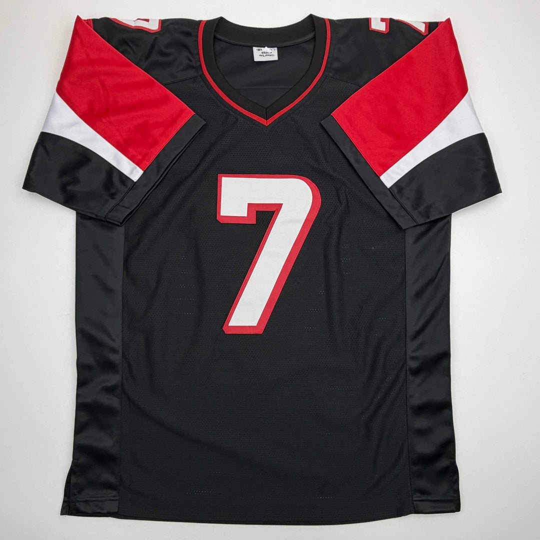 Autographed/Signed MICHAEL MIKE VICK Atlanta Black Football Jersey PSA/DNA COA