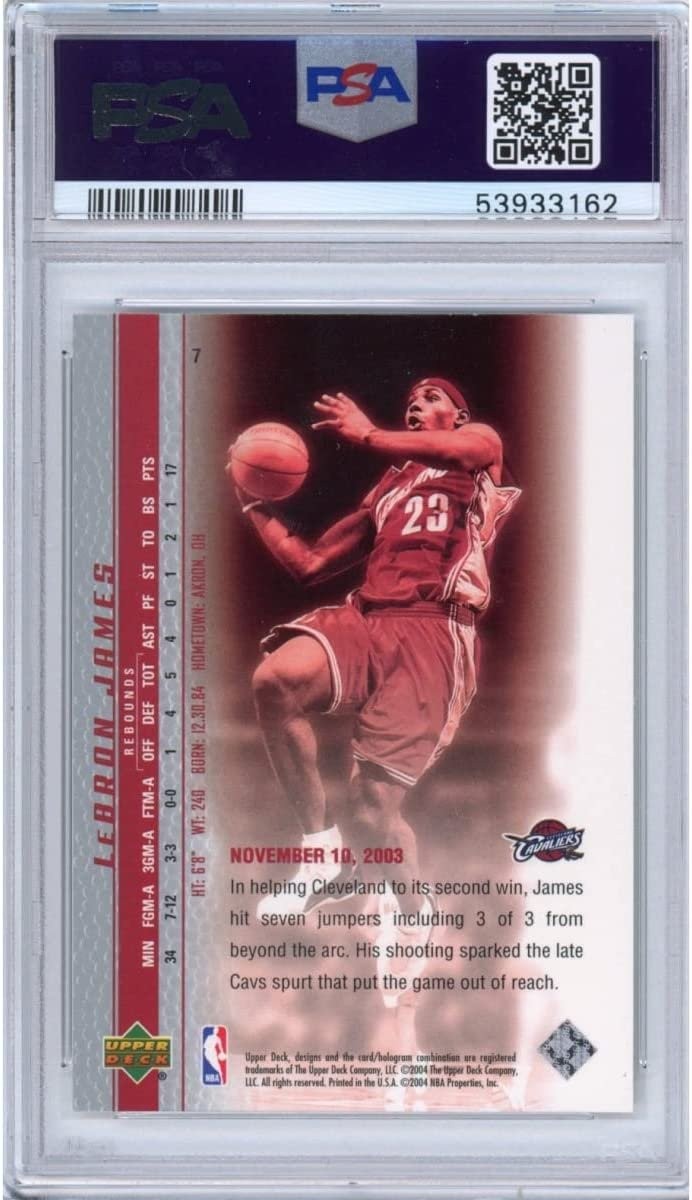Graded 2003 UD LEBRON JAMES #7 Phenomenal Beginning Rookie Card PSA 10