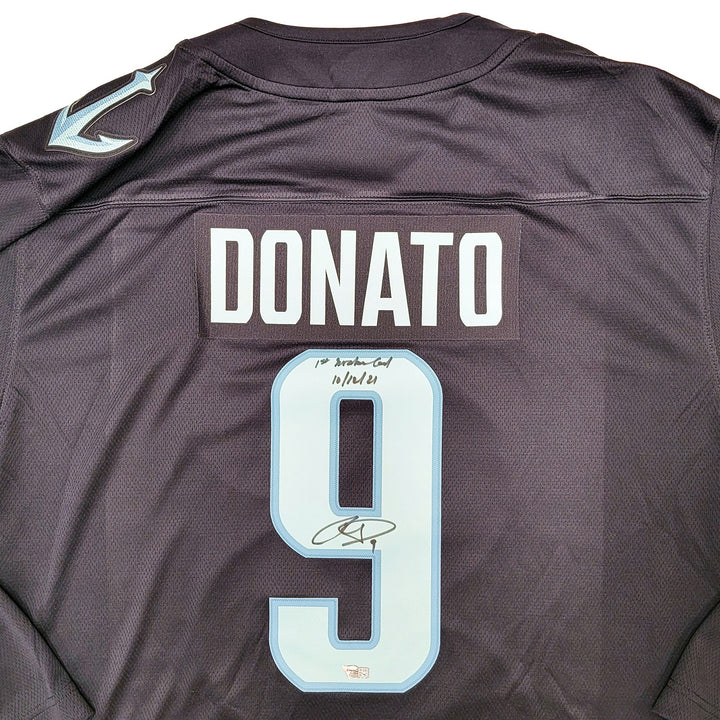 Seattle Kraken Ryan Donato Auto Blue Fanatics Jersey XL 1st Kraken Goal Fanatics