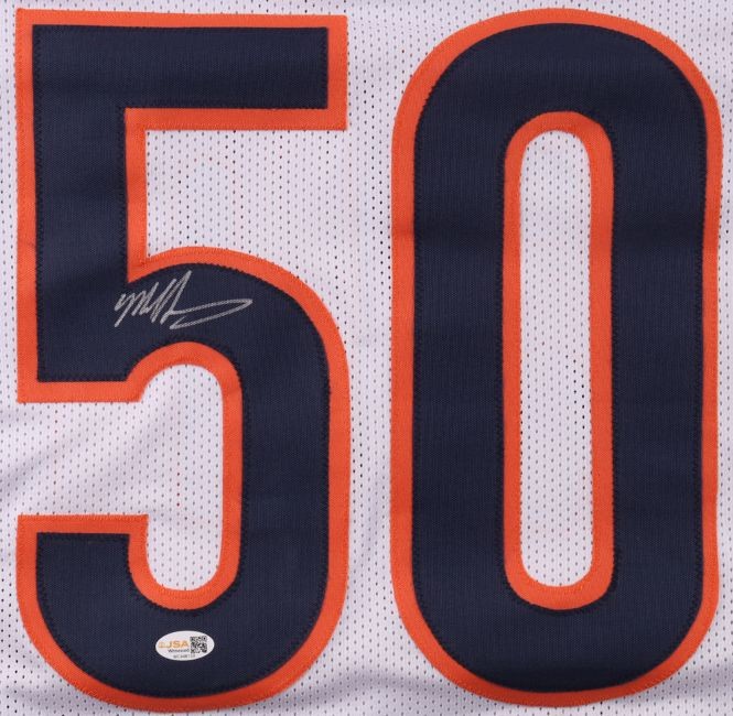 Mike Singletary Chicago Signed White Football Jersey JSA QR Hologram