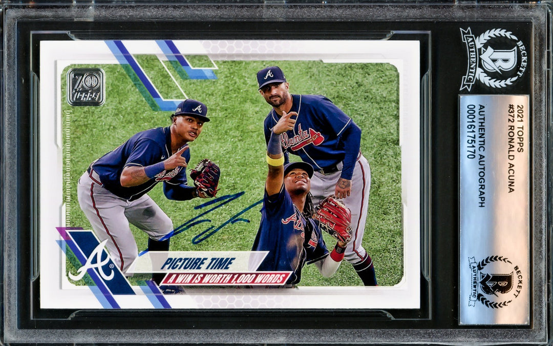 Ronald Acuna Jr. Signed 2021 Topps Card #372 Atlanta Braves Beckett #16175170