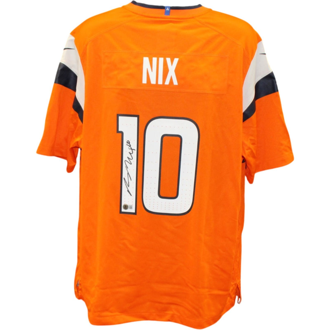 Bo Nix Autographed Denver Broncos Orange Nike Sz XL Jersey Beckett Witness 56426
